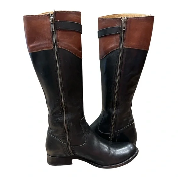 Mollie Button Frye Leather Boots Black& Brown Size 7.5 B - Picture 2 of 13